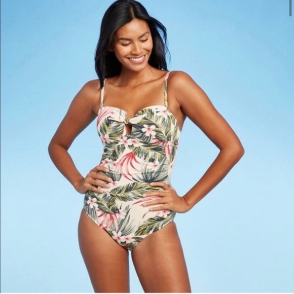 Kona Sol Other - NWT Kona Sol Tropical Print swim Suit with detachable straps, Size M